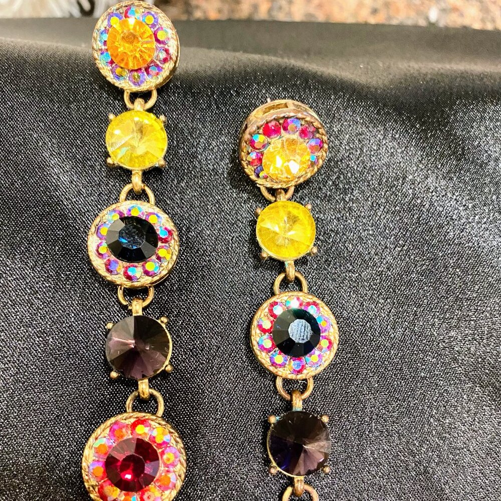 Multicolor Gemstone Dangle Earrings - image 1